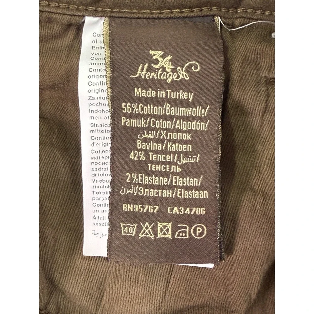 34 Heritage Charisma Pants Mens 36x30 Brown Comfort Rise Classic Fit Stretch